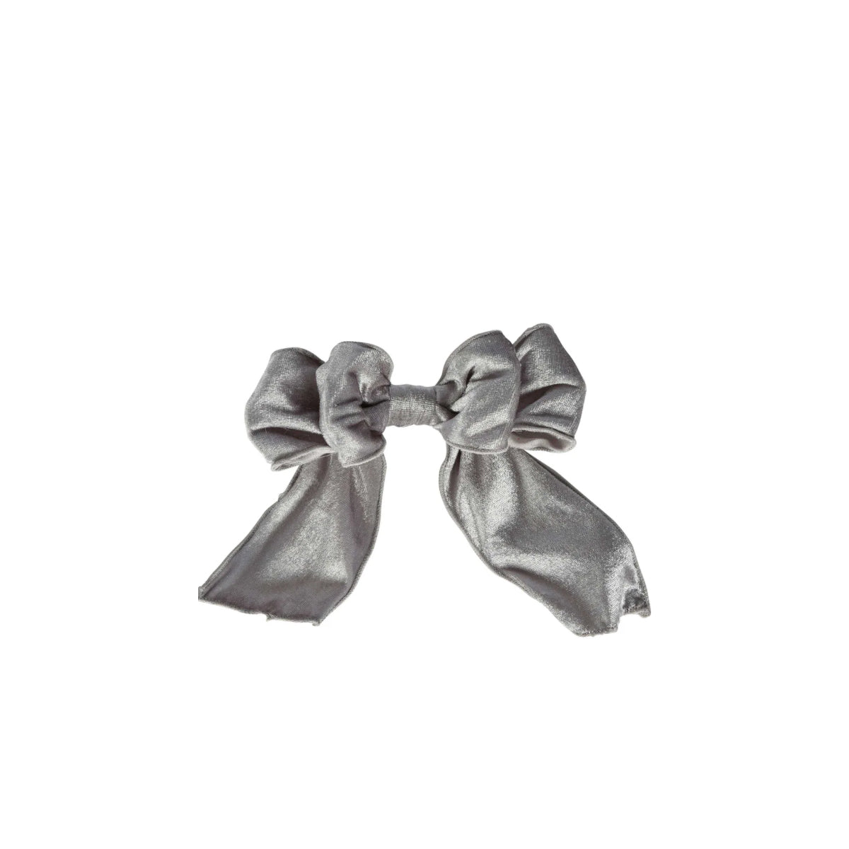 Velvet Clip on Bow Silver Small