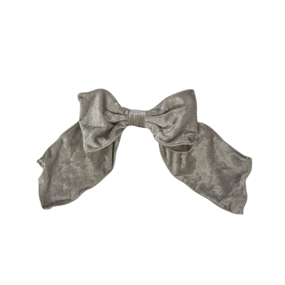 Velvet Clip on Bow Silver Large